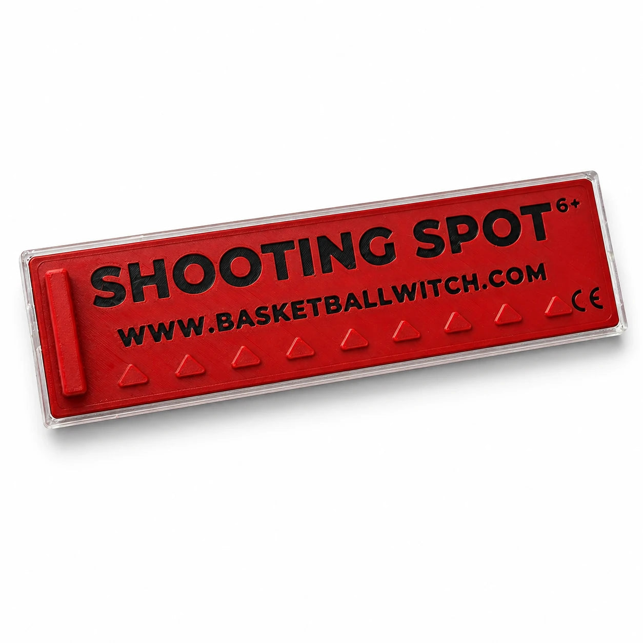 Red and black Basketball Witch Shooting Spot Marker with Shooting Spot text on a white background