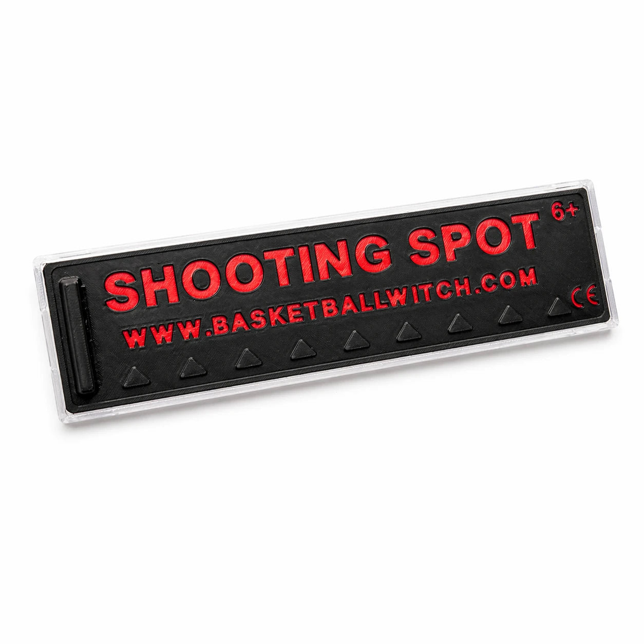 Black and red Basketball Witch Shooting Spot Marker with Anti-Slip Case with 'Shooting Spot' text on a white background